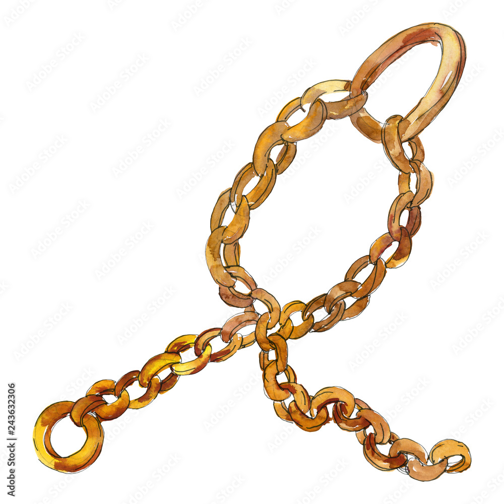 Obraz premium Golden chain belt sketch fashion glamour illustration in a watercolor style background. Isolated belt element.