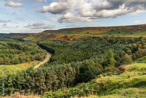 North York Moors landscape in Newtondale, seen from the Levisham Moor, North Yorkshire, England, UK photo