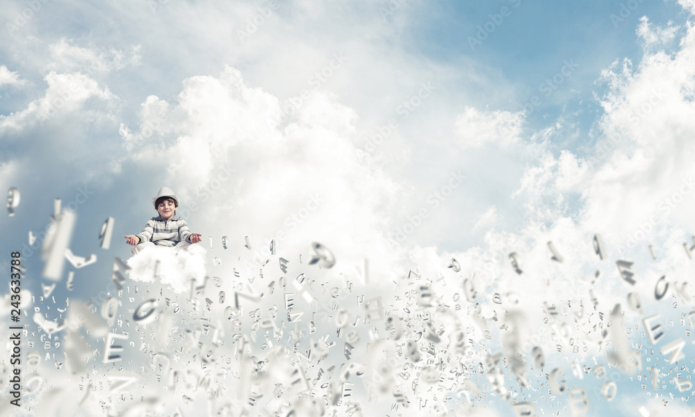 Fototapeta premium Little boy keeping mind conscious.