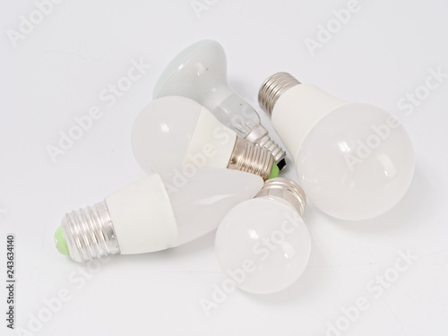 led lamps with cap on a white background