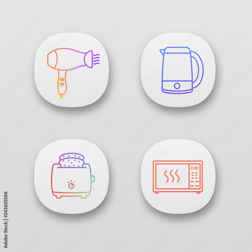 Household appliance app icons set Household appliance app icons set