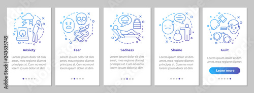 Human feelings onboarding mobile app page screen with linear con