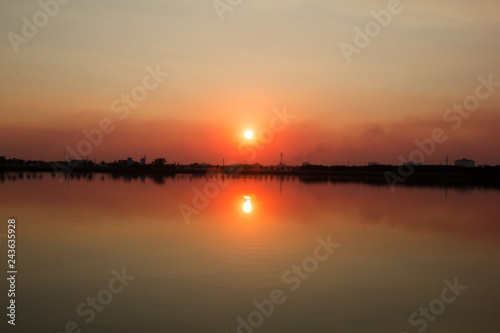 sunset reflection in the lake © pong
