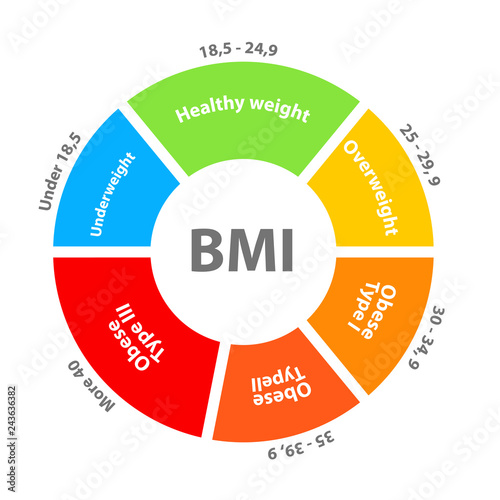 BMI or body mass index dial chart. Clipart image isolated on white background photo