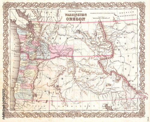 1855  Colton Map of Washington and Oregon