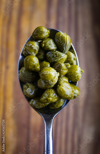 Edible Capers in Spoon Ready to Eat.