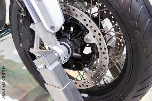 Wallpaper Mural Detail Motorcycle wheel and Disc Brake ABS brakes part of the motorcycle. Torontodigital.ca