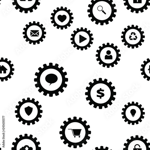 Gears and computer icons. Seamless vector EPS 10 pattern