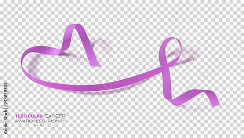 Testicular Cancer Awareness Month. Orchid Color Ribbon Isolated On Transparent Background. Vector Design Template For Poster.