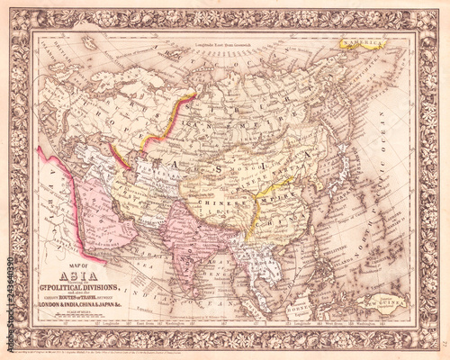 1864, Mitchell Map of Asia