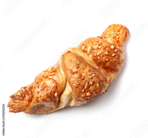 Ham cheese croissant isolated on white