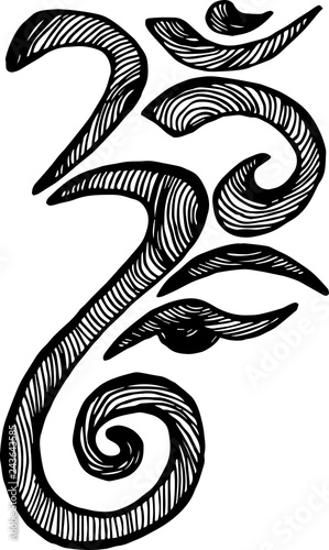 Illustration of Ganesh inscribed in ohm. Divine sign.