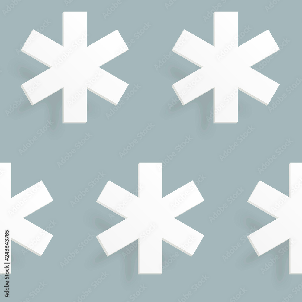 Obraz premium Winter seamless pattern, color. Seamless pattern with snowflakes. Vector illustration that simulates the cut out paper style. 