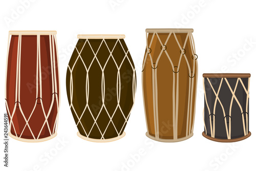 Illustration on theme big colored set different types audio drums