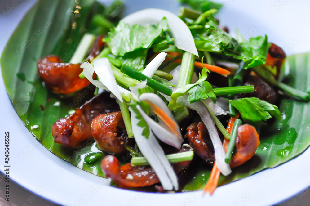 spicy salad or Thai sausage salad spicy salad or Thai sausage salad