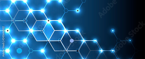 Abstract hexagon background. Technology poligonal design. Digital futuristic minimalism