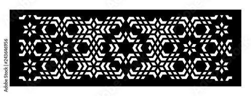 decorative vector panels for laser cutting. Template for interior partition in arabesque style. Aspect ratio 1:3