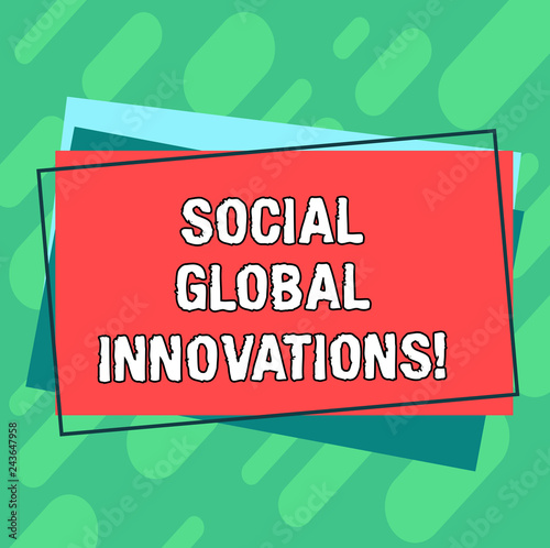 Word writing text Social Global Innovations. Business concept for new concepts that meets social global needs Pile of Blank Rectangular Outlined Different Color Construction Paper
