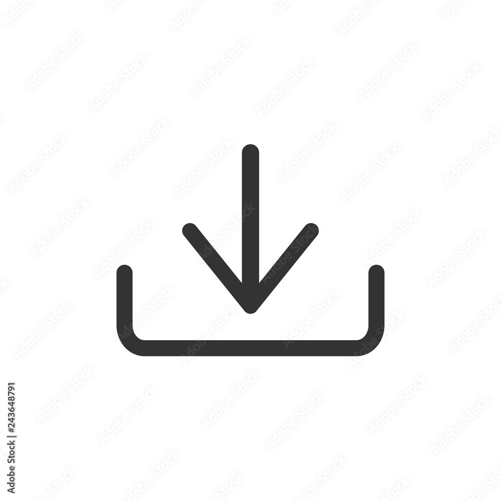 Download file icon in flat style. Arrow down downloading vector illustration on white background. Download business concept. Download file icon in flat style. Arrow down downloading vector illustration on white background. Download business concept.