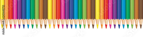 Rainbow color pencil aligned in row. Panorama illustration.