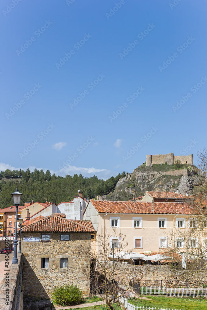 Castle on top of the hill in Aguilar de Campoo, Spain