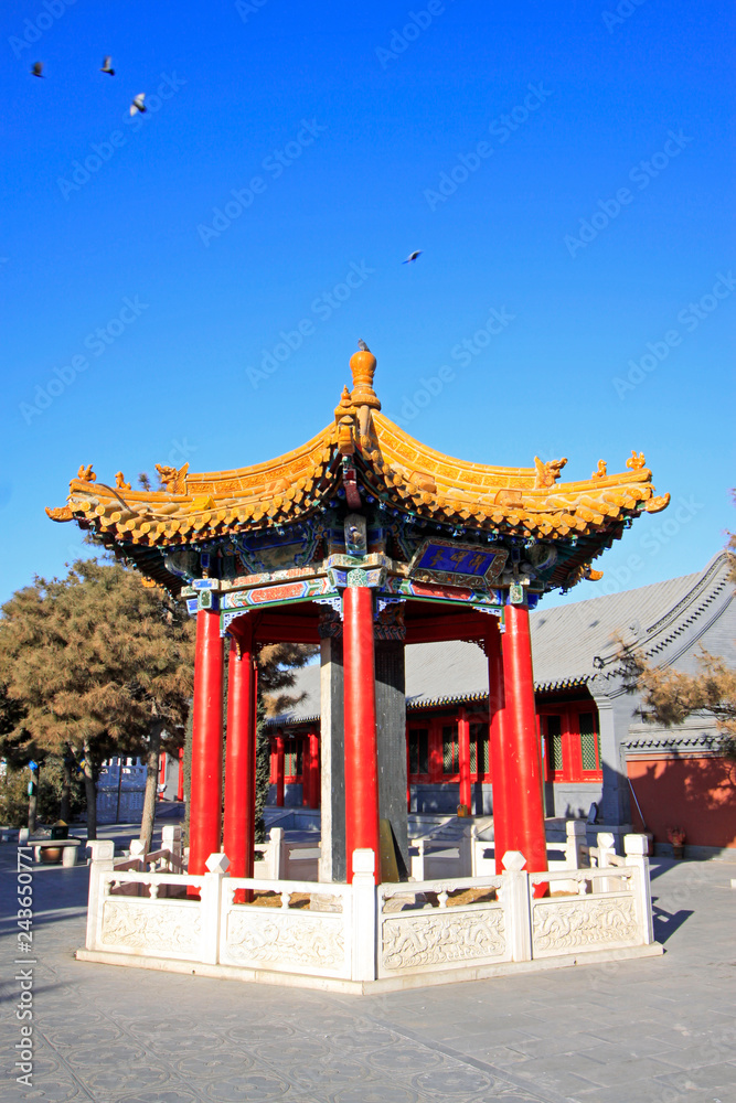 Obraz premium imperial stone tablet pavilion building scenery in the Xilituzhao Lamasery, Hohhot city, Inner Mongolia autonomous region, China