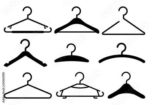 Black set of hanger icons. Vector illustration