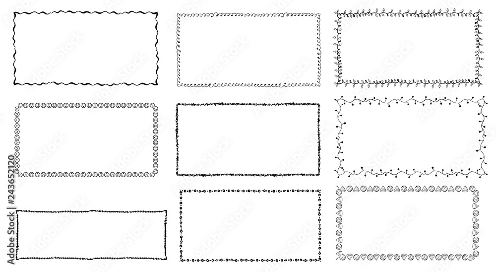 set of hand-drawn doodle frames. Sketch borders set of hand-drawn doodle frames. Sketch borders
