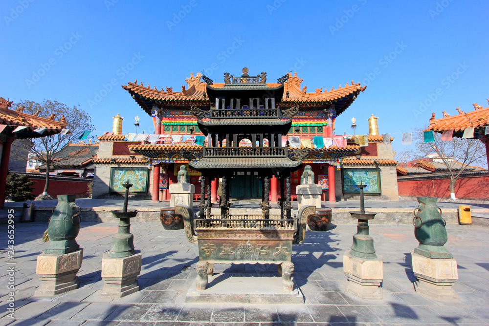 Fototapeta premium great buddha’s hall architectural landscape in the Dazhao Lamasery, Hohhot city, Inner Mongolia autonomous region, China