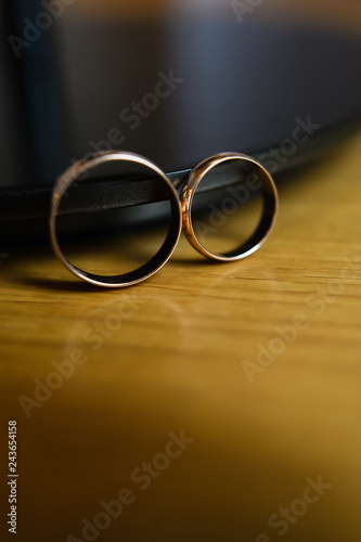 wedding rings of the bride and groom, close-up