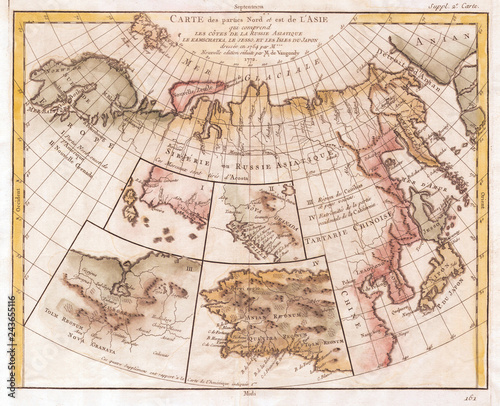 1772, Vaugondy, Diderot Map of Asia, Alaska, and the Northeast Passage