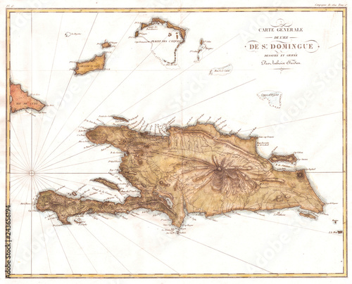 1802, Tardieu Map of Santo Domingo or Hispaniola, West Indies photo