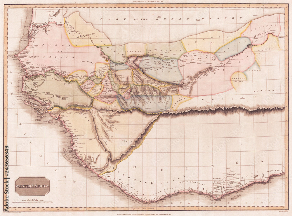 1813, Pinkerton Map of Western Africa, Niger Valley, Mountains of Kong, John Pinkerton, 1758 – 1826, Scottish antiquarian, cartographer, UK