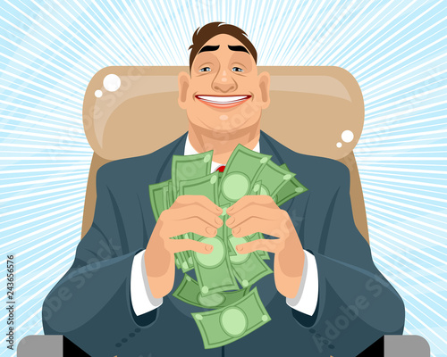 Smiling businessman with money