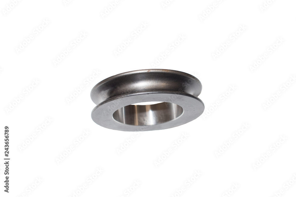Isolated engine metallic spacer / washer on a white background Isolated engine metallic spacer / washer on a white background
