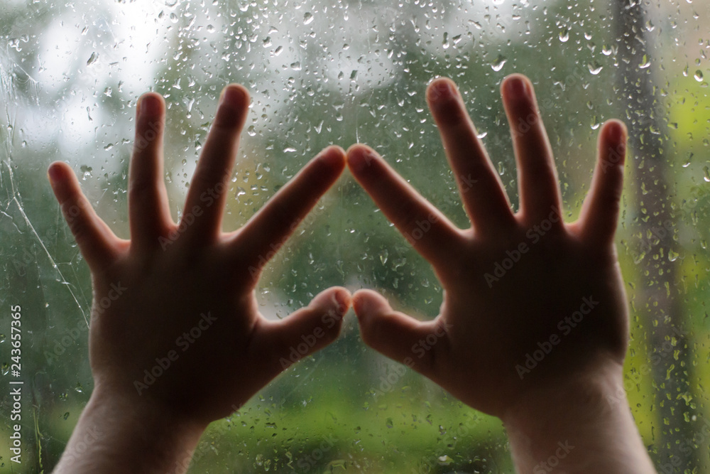 heart   from a finger on a wet window