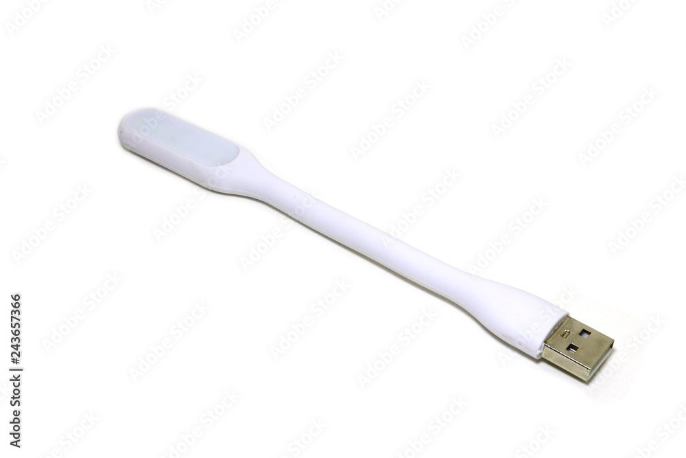 USB white plastic LED light bar, placed on a white background in a horizontal manner USB white plastic LED light bar, placed on a white background in a horizontal manner