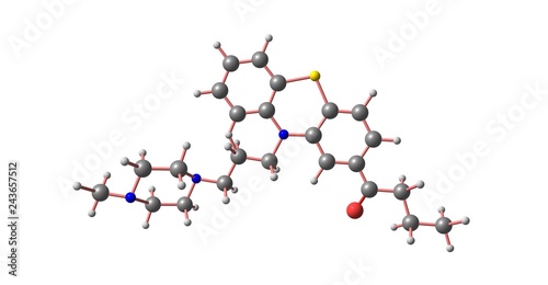 Butaperazine molecular structure isolated on white photo