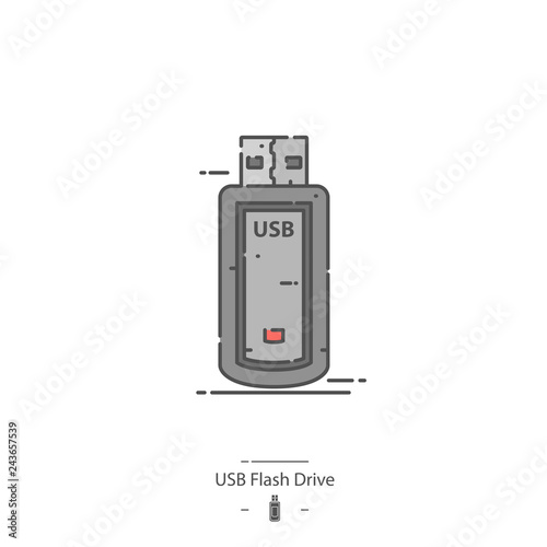 USB flash drive - Line color icon