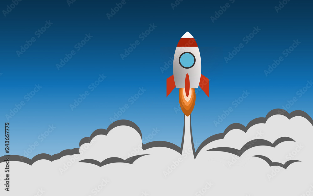 Rockets launch with blue background Rockets launch with blue background