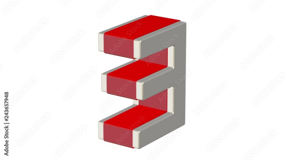 Letter E rotating on white background 3D animation Letter E rotating on white background 3D animation