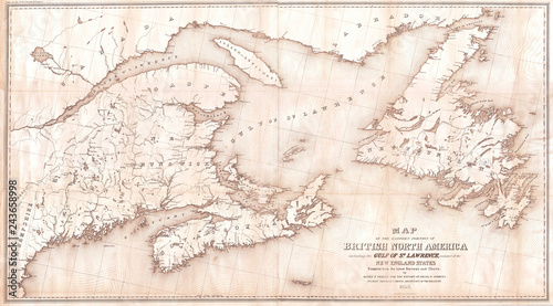 1853, Andrews Map of the Maritime Provinces, New Brunswick, Nova Scotia, Newfoundland