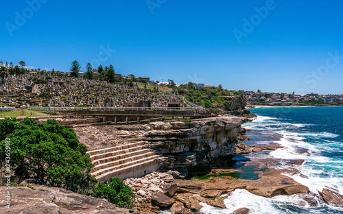 Photography Waverley seaside cemetery at the top of the cliffs at Bronte in Sydney Australia
