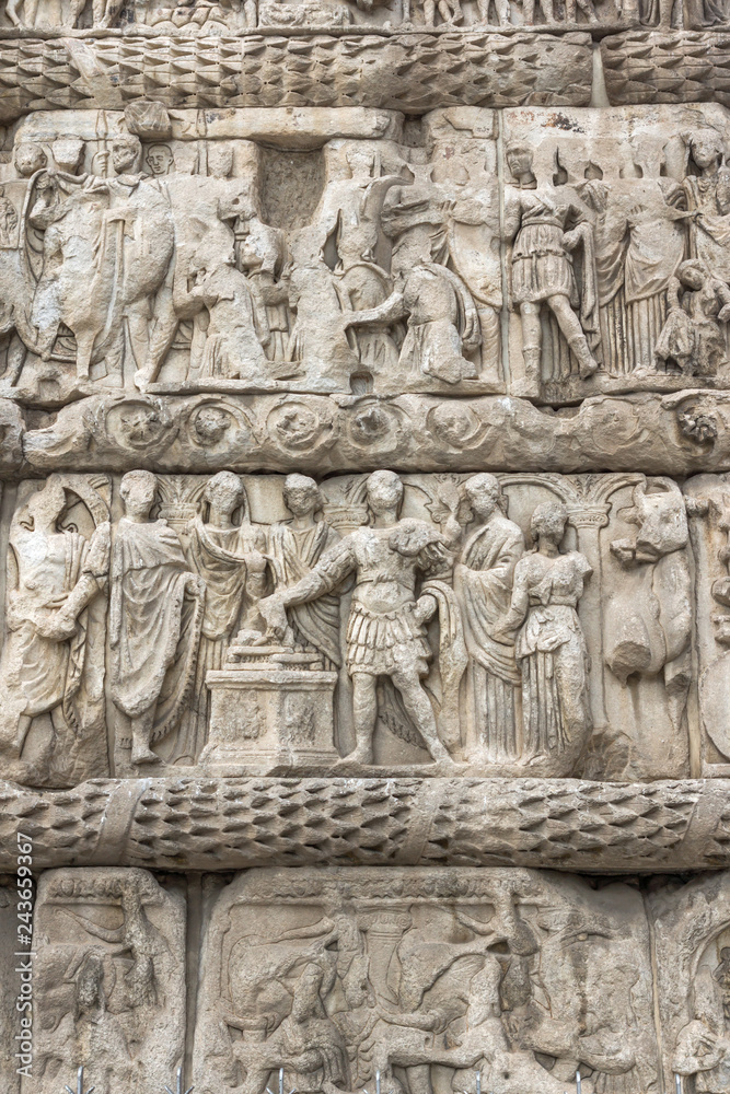 Detail of Ancient Roman Arch of Galerius in the center of city of Thessaloniki, Central Macedonia, Greece Detail of Ancient Roman Arch of Galerius in the center of city of Thessaloniki, Central Macedonia, Greece