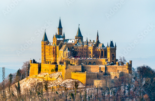 Winter view of Hohenzollern Castle, Germany photo