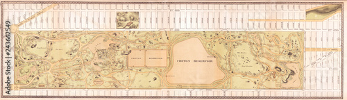 1868, Vaux and Olmstead Map of Central Park, New York City