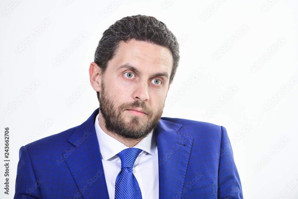 Man well groomed business formal suit white background. Business man serious entrepreneur. Handsome office worker. Make business decision and take responsibilities. Individual entrepreneur business Man well groomed business formal suit white background. Business man serious entrepreneur. Handsome office worker. Make business decision and take responsibilities. Individual entrepreneur business