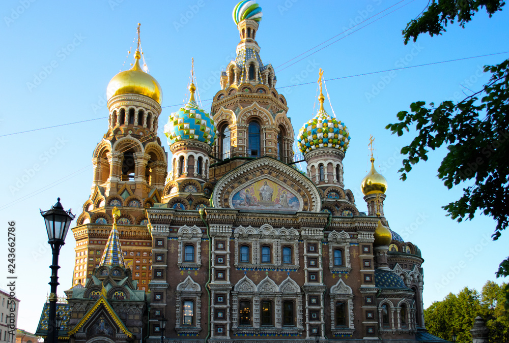 the domes of the Orthodox church of the Spa on the Blood in St. Petersburg