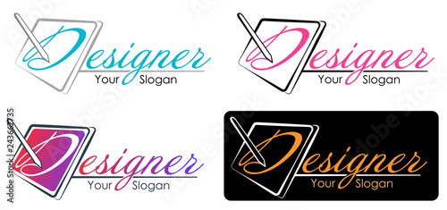 Vector modern design style logo template for graphic designer or artist. Vector graphic and digital drawing sign or symbol for creative studio. Stylish design element icon. 