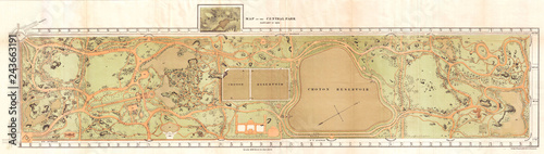 1870, Vaux and Olmstead Map of Central Park, New York City